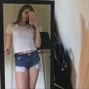 Cropped white tee